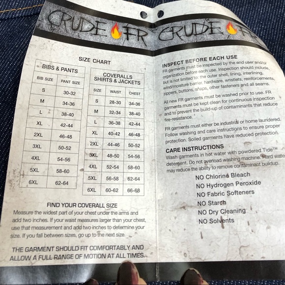 NWT Crude Fr Mens Work Jeans Size 38 X 34 Fire Resistant Blue Denim Pants - Picture 3 of 8